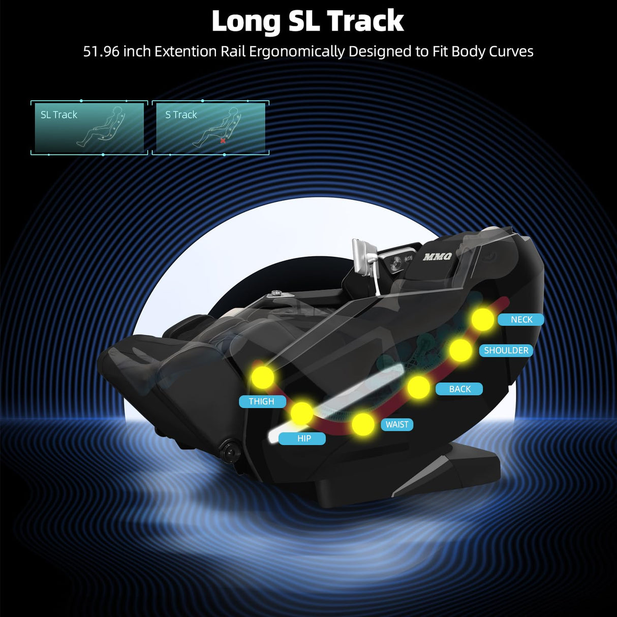 MMQ Massage Chair Zero Gravity Full Body, SL Track Electric Shiatsu Recliner with Foot Rollers,Yoga Stretching, Bluetooth, Built-in Heat Therapy Air Massage System -Plug and Play MMQ