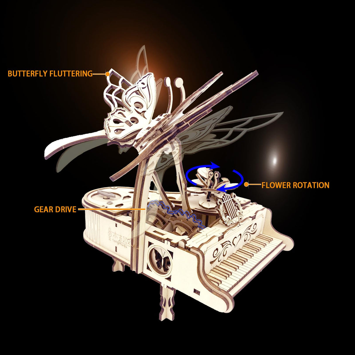 3D Wooden Puzzle for Adults - Piano DIY Music Box Wood Model Kits Construction Craft Kits Mechanical Jigsaw Puzzles for Age 15+ Years Old auryee