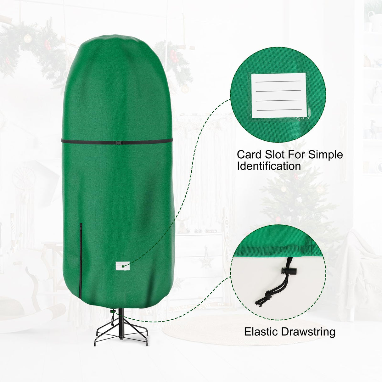 Upright Christmas Tree Storage Cover,Tear Resistant Adjustable Christmas Tree Storage Bag for 9 FT Artificial Tree Standing with Ornaments,Xmas Tree Cover, Dustproof Riuog