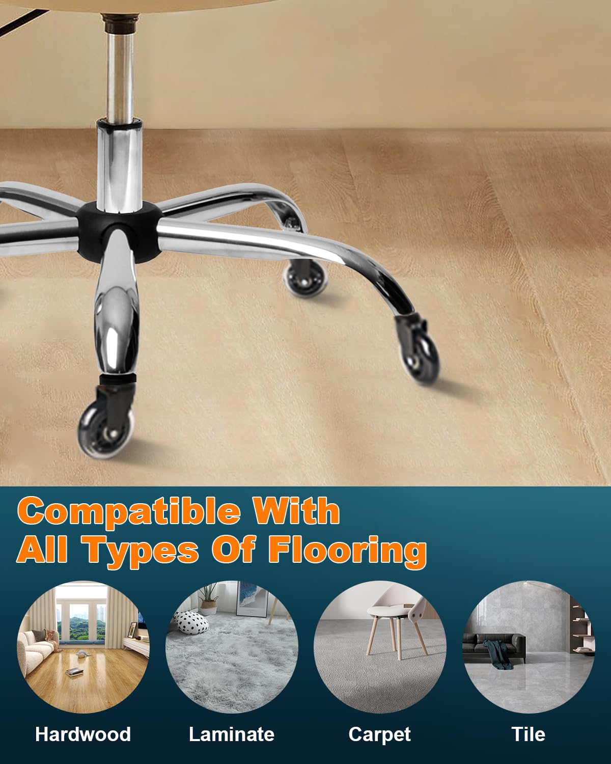 RidRed Office Chair Wheels - Replacement Rubber Wheels - Universal Fit 3 Inch Chair Casters, Heavy-Duty Chair Wheels, Noise Free, Fits 98% Chair, for All Floor (5) RidRed