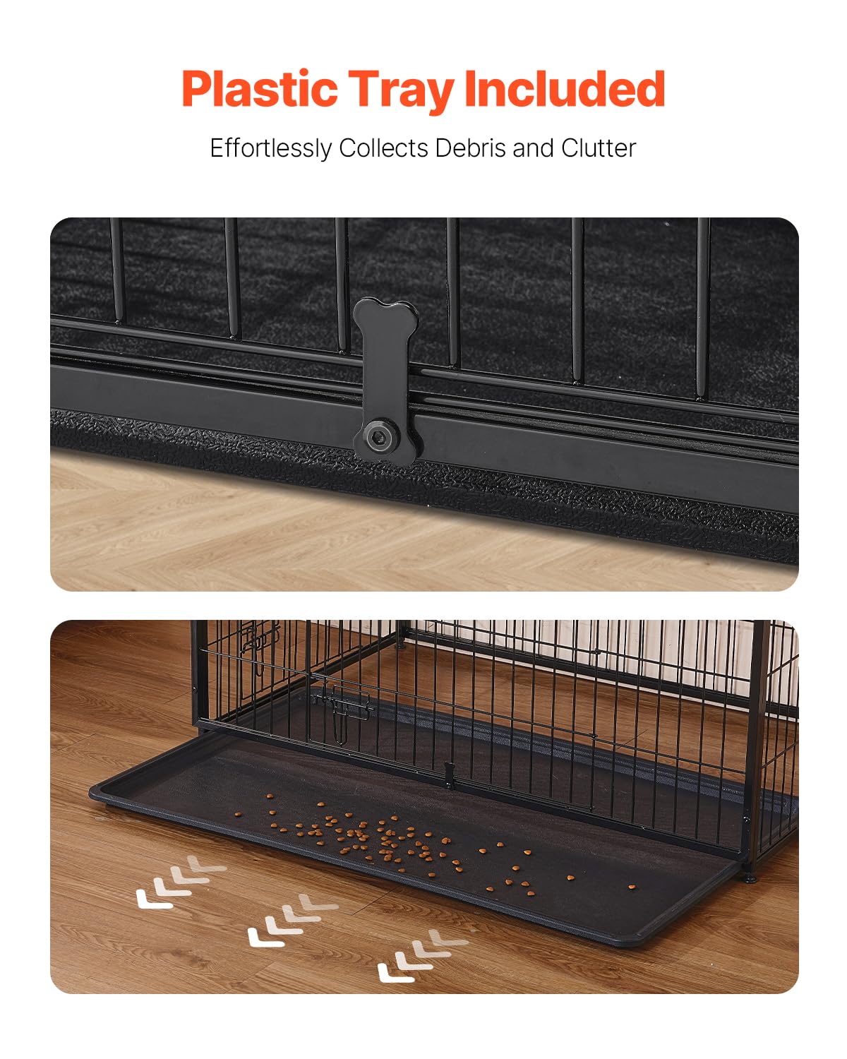 VEVOR 38" Dog Crate Furniture, Dog Kennel Furniture with Double Doors, 2-in-1 Decorative Wooden Dog Crate with Removable Tray, Dog Crate End Table Hold up to 70 lbs for Small, Medium Dogs Brown VEVOR