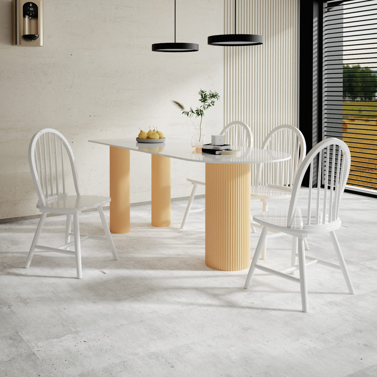 Giantex Wood Dining Chairs Set of 2, Windsor Chairs with Solid Wood Legs, High Spindle Back, H-Shaped Crossbars, Vintage Country Farmhouse Style Wooden Side Chairs, White Giantex