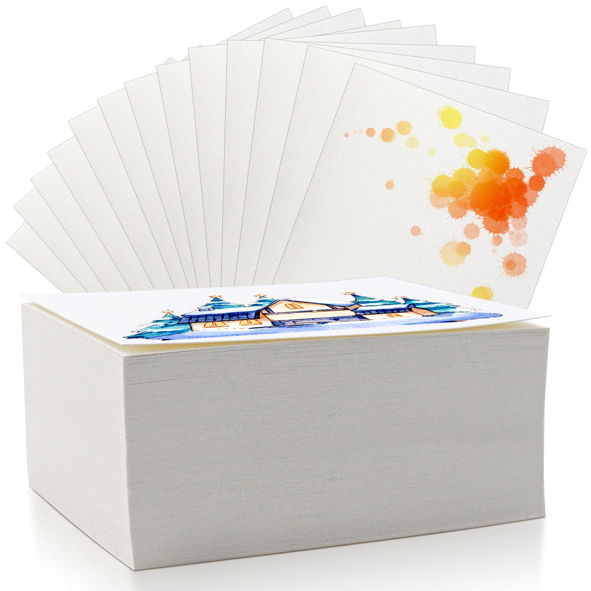Fyess 120Pcs 100% Rag Cotton White Watercolor Paper Cold Press Paper Bulk Watercolor Drawing Student Artist for Kids,5 x 7 inch Fyess