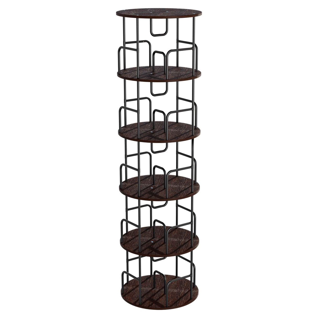 Anwick 5 Tier Rotating Bookshelf, 360° Display Spinning Bookshelf Tower, Round Swivel Bookcase for Bedroom, Living Room, Office, Space Saving (Brown) Anwick