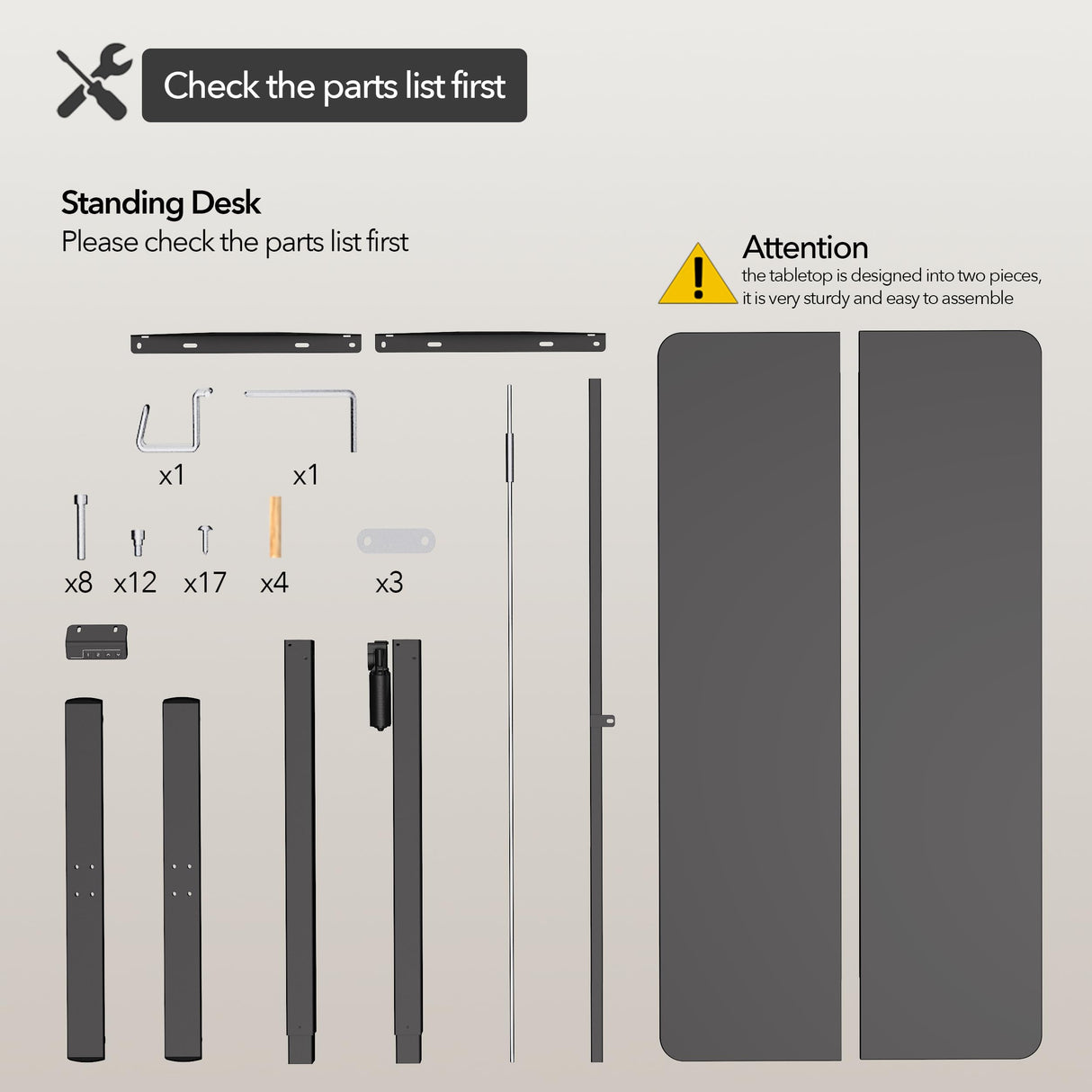 LongKe Electric Standing Desk Adjustable Height, Stand up Home Office Desk, 48x24 Inches Sit Stand Desk with Memory Preset, Black LongKe