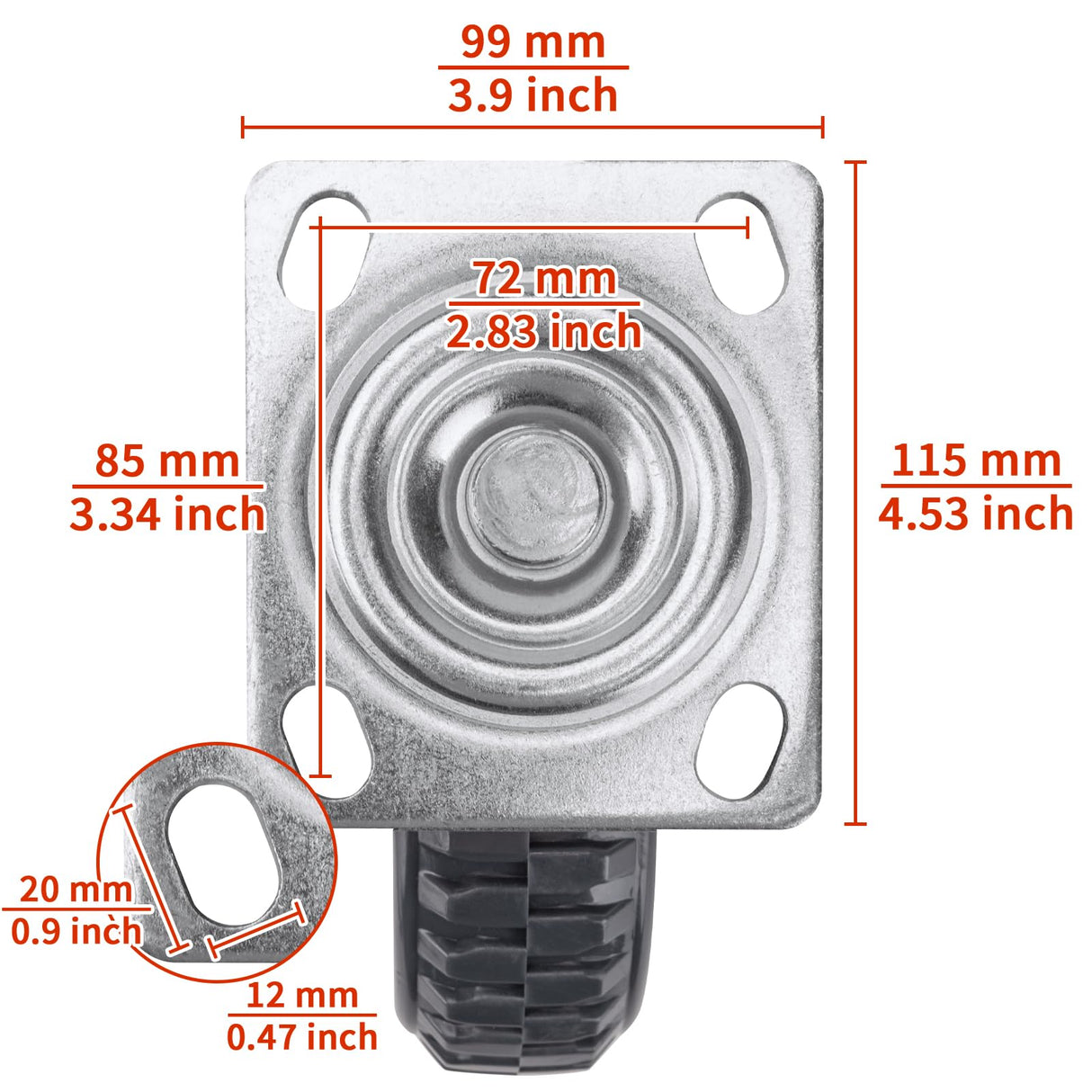 NestChic 4 Pack Heavy Duty Plate Casters Set, 8 Inch Swivel Wheels with Brake, Anti-Skid 360 Degree Ball Bearing Castors (2 with Brake, 2 Without) NestChic