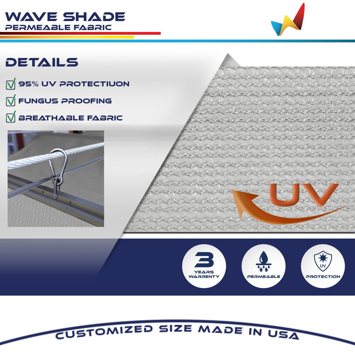 Windscreen4less 4' x 16' Retractable Sun Shade Canopy Cover Sliding Wave Shade Sail for Pergola Patio Deck Yard Gazebo Outdoor (Light Gray) Windscreen4less