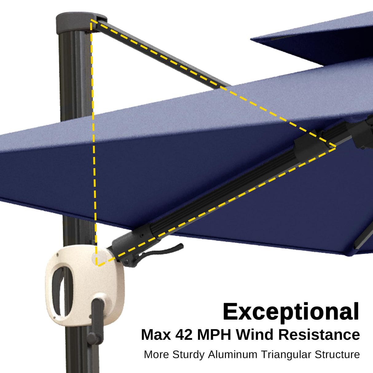 EAST OAK and Flame&Shade Patio Umbrella, 10ft Square Outdoor Umbrella, Large Offset Cantilever Umbrella with 360ยฐ Rotation, Heavy Duty Windproof and UV Resistant Double Top Umbrella for Pool and Deck, Night Blue EAST OAK