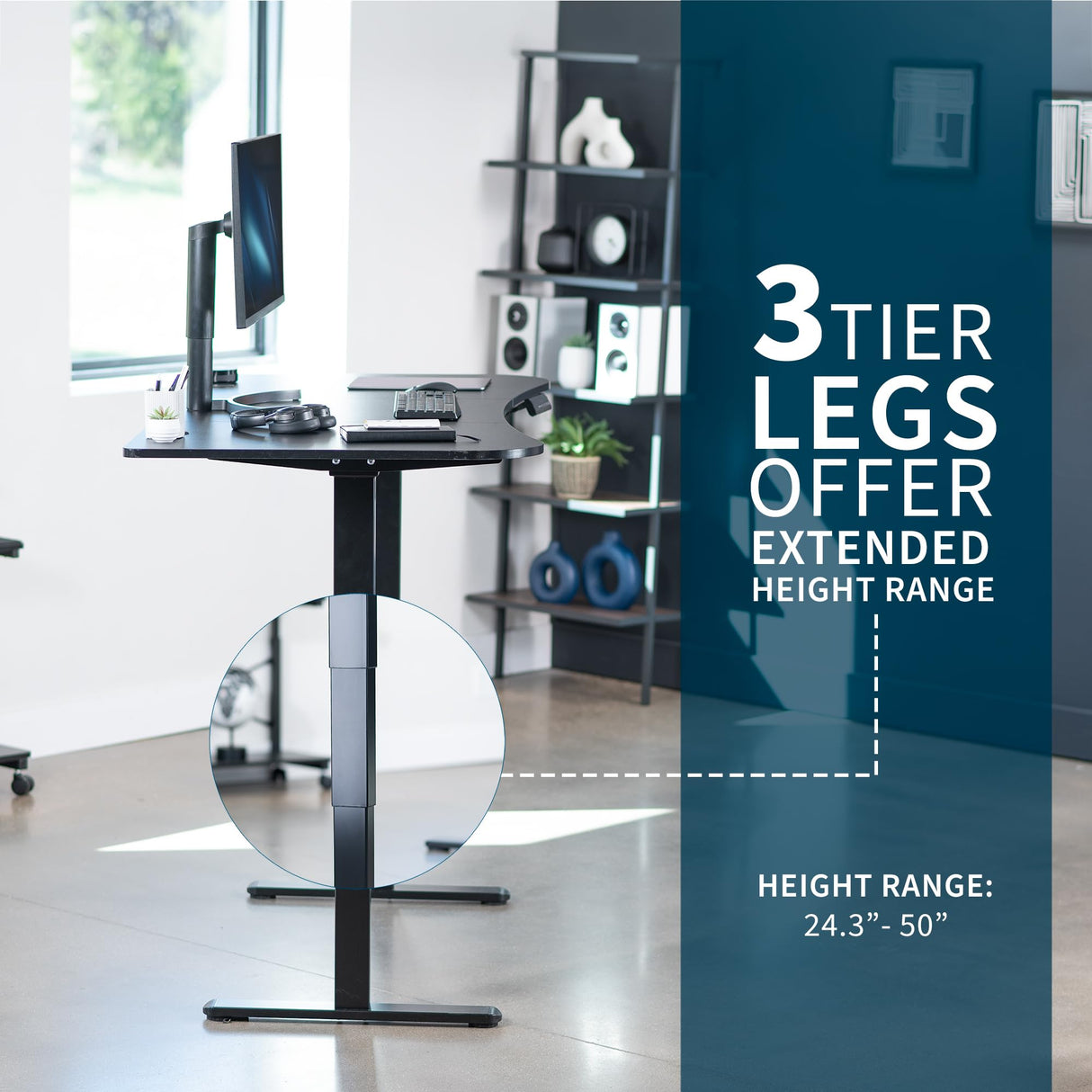 VIVO Electric 63 x 32 inch Standing Desk Workstation, Dual Motor Memory Controller Height Adjustment, 2B Series, Black Top Black Frame, DESK-KIT-2B1B VIVO