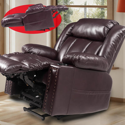 Neioml Four Motor Zero-Gravity Large-Wide Power Lift Chairs Recliners for Elderly, Infinite Position, 180° Lay Flat Lift Chair Big and Tall, Heat & Massage (Breathable Leather, Dark Brown)