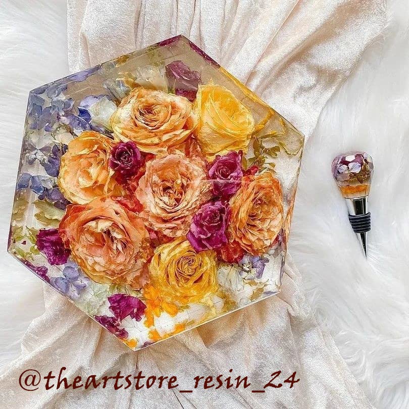 2Pcs Large Silicone Molds for Resin 9 inch 7inch Hexagon Silicone Molds, Hexagon Deep Resin Mold for Epoxy Resin, Silicone Molds for Flowers Bouquet Preservation AOEDEO