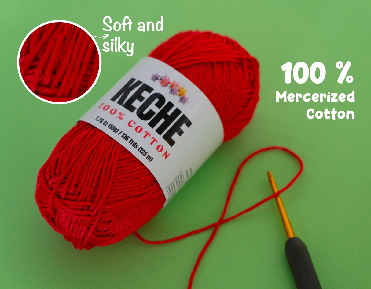 Cotton Yarn - 100% Cotton Yarn for Crocheting and Knitting, Mercerized Cotton Amigurumi Yarn Fine-Sport 2 1.76 oz (50g) / 136 Yrds (125 m) 2 Skeins - Baby Pink KECHE