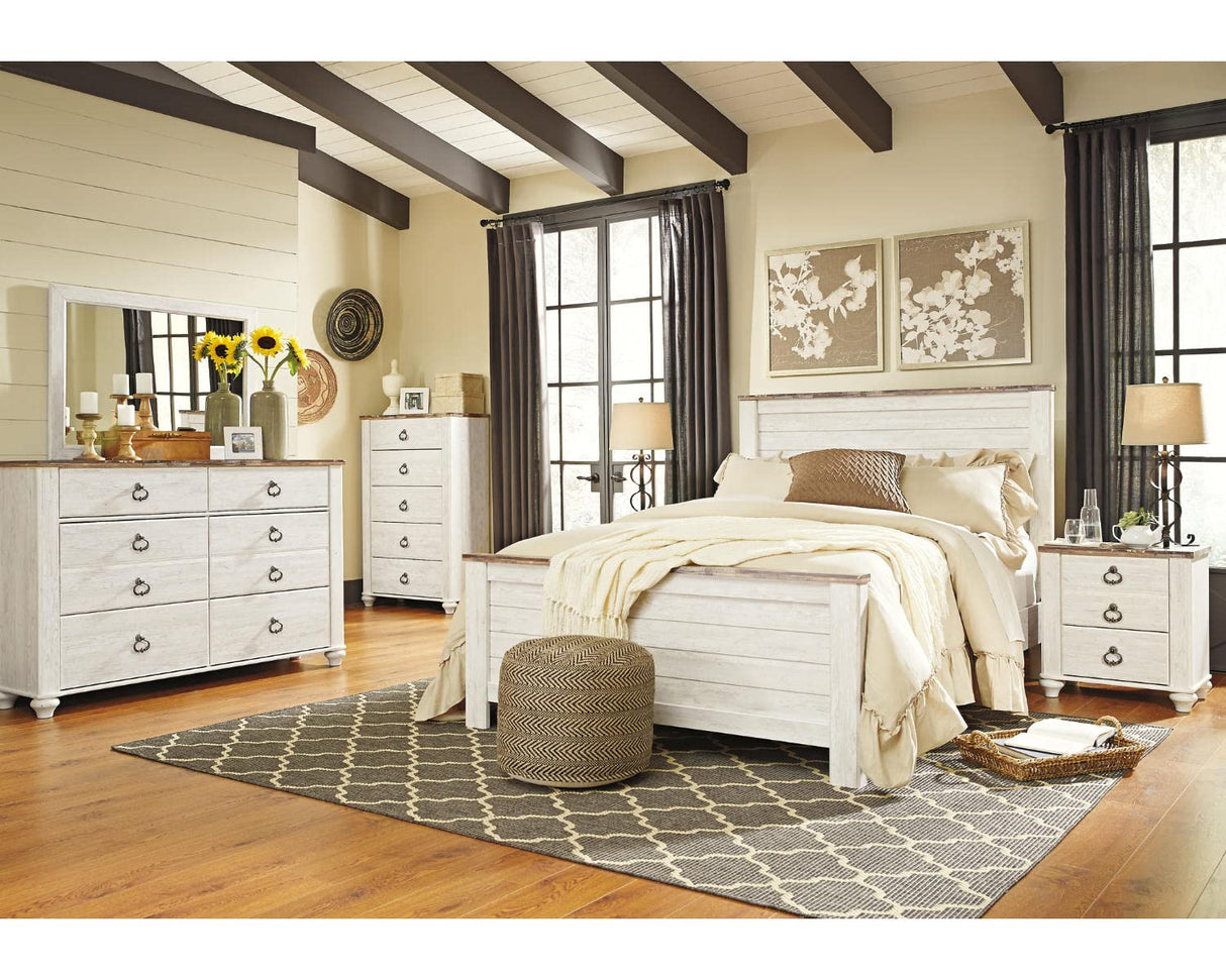 Willowton Cottage Farmhouse Queen Panel Headboard in Whitewash by Signature Design by Ashley Signature Design by Ashley