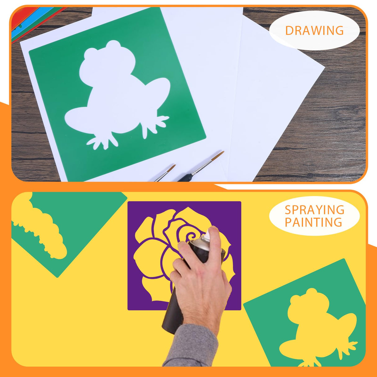 Aiyorse 12 Pieces Drawing Stencils for Kids, 8 Inch Sidewalk Chalk Stencils Painting Outside Large Reusable Drawing Stencil Washable Garden Themed Primary Shape Template for Kids Toddlers Preschool Aiyorse