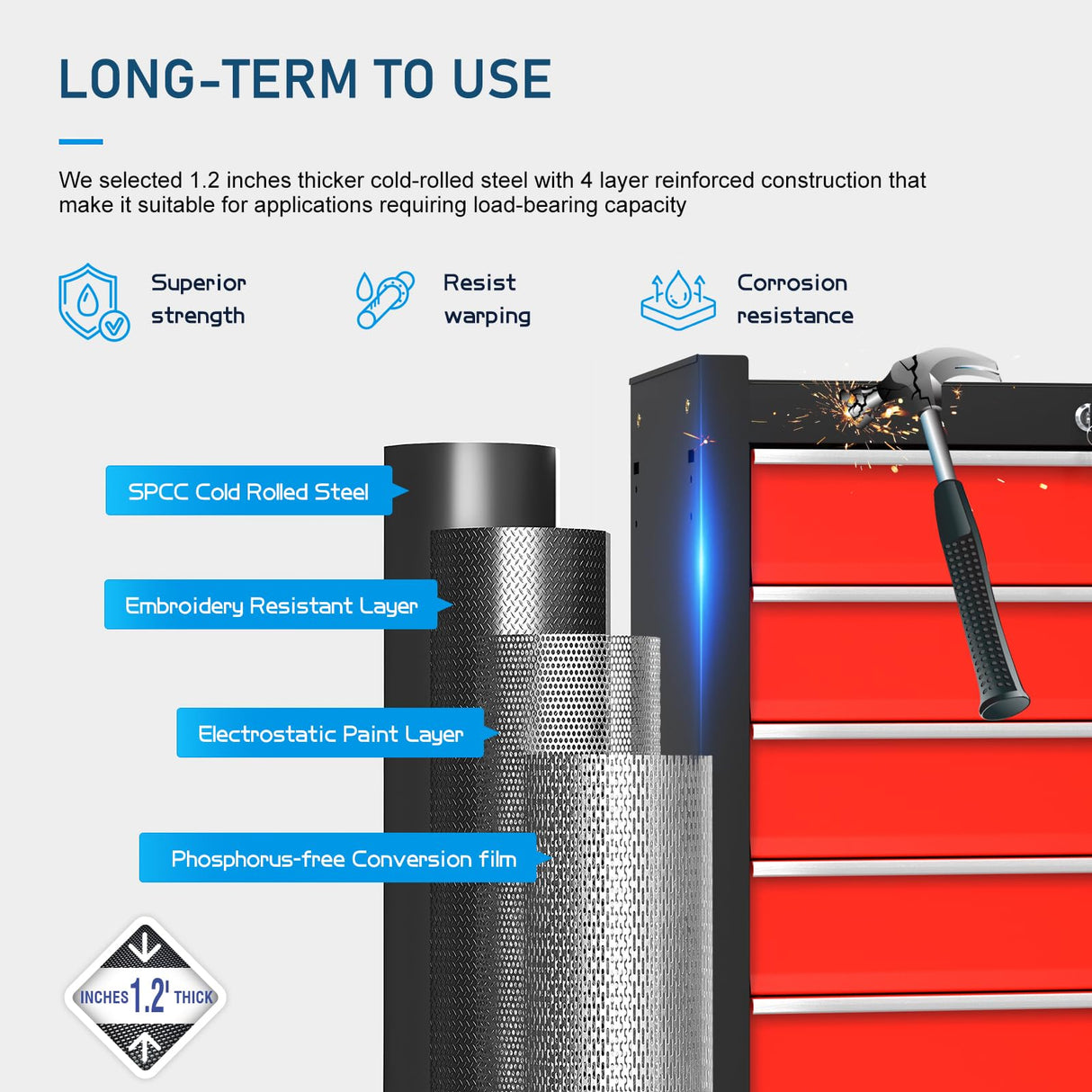 5-Drawers Rolling Tool Chest Tool Box Organizer with Lockable, Metal Rolling Tool Cart Tool Storage Toolbox, Tool Cabinet Rolling Tool Box with Drawers for Garage, Workstation, Workshop, Home Repair CMFYDAILY