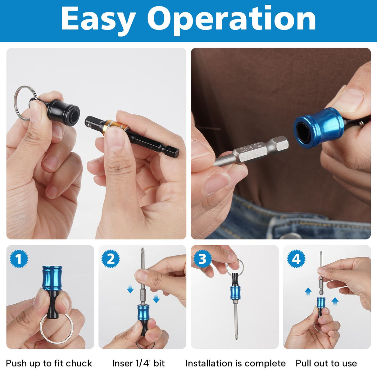 12PCS Bit Holders 1/4 Socket, Hex Shank Screwdriver Bit Holder for Impact Driver Drill Bit Keychain Extension Bar Quick Release Easy Change, Screwdriver Bit Holders for Tools & Home Improvement Gift FACAINCXS