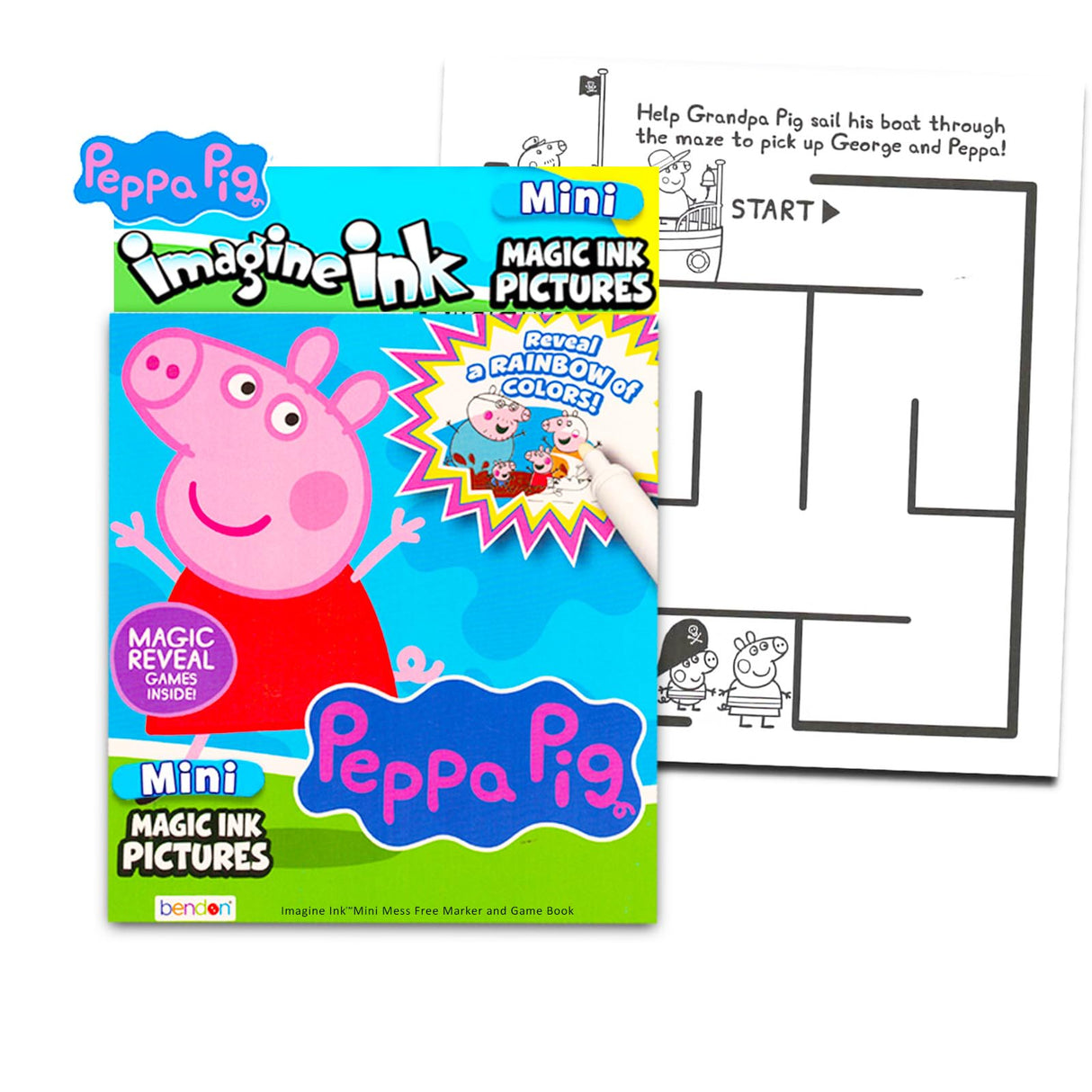 Imagine Ink Coloring Book Bundle ~ 3 Pack No Mess Magic Ink Activity Books with Daniel Tiger, Peppa Pig, and Baby Shark with Peppa Pig Stickers Daniel Tiger's Neighborhood