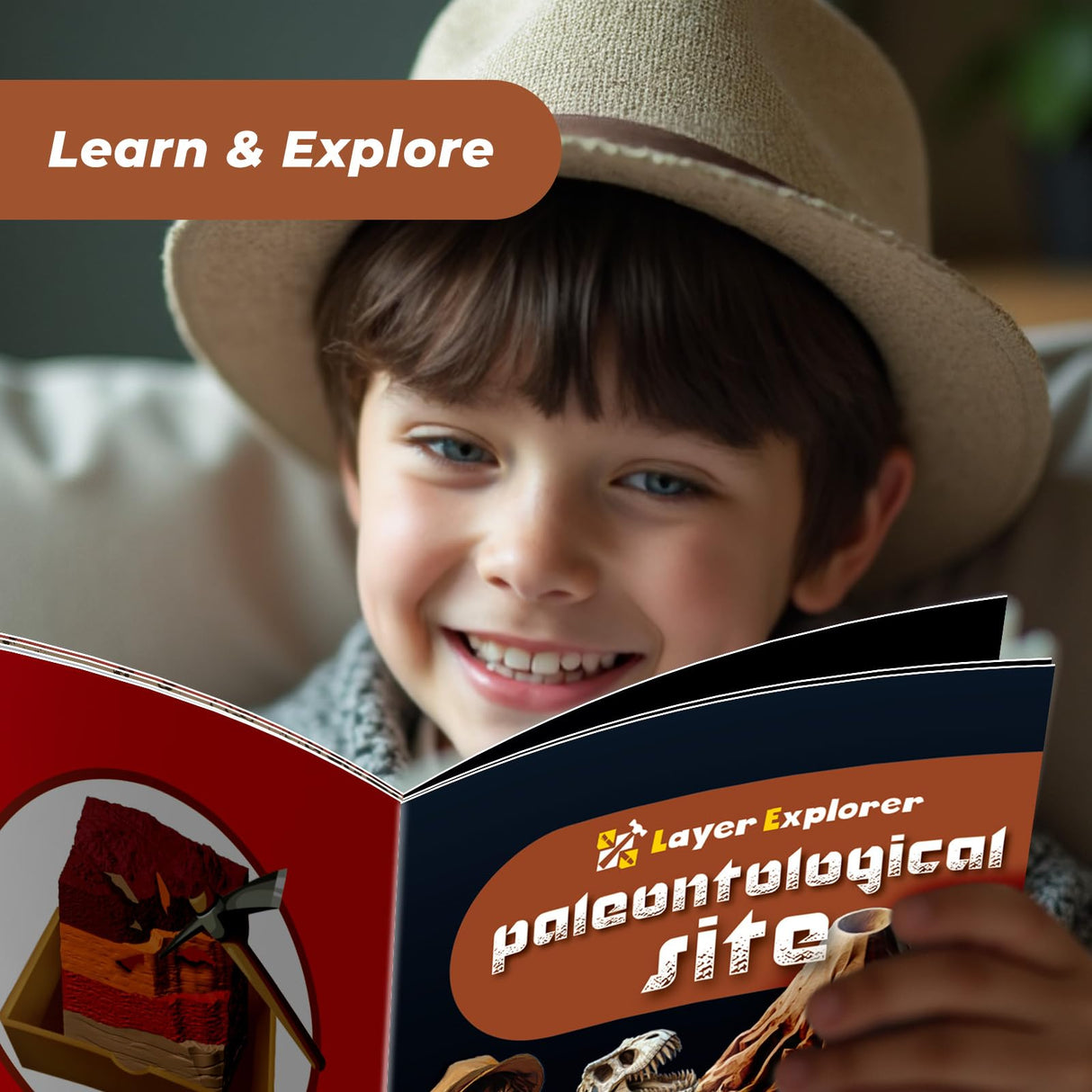 EDUMAN Paleontological Site Fossil Dig Kit for Kids, Dig Up 4 ERAS Ancient Creatures Kit, Archaeology Kits with Rocks and Minerals, Educational Stem Toy for Kids Age 6+, Birthday Gift for Boys Girls EDUMAN