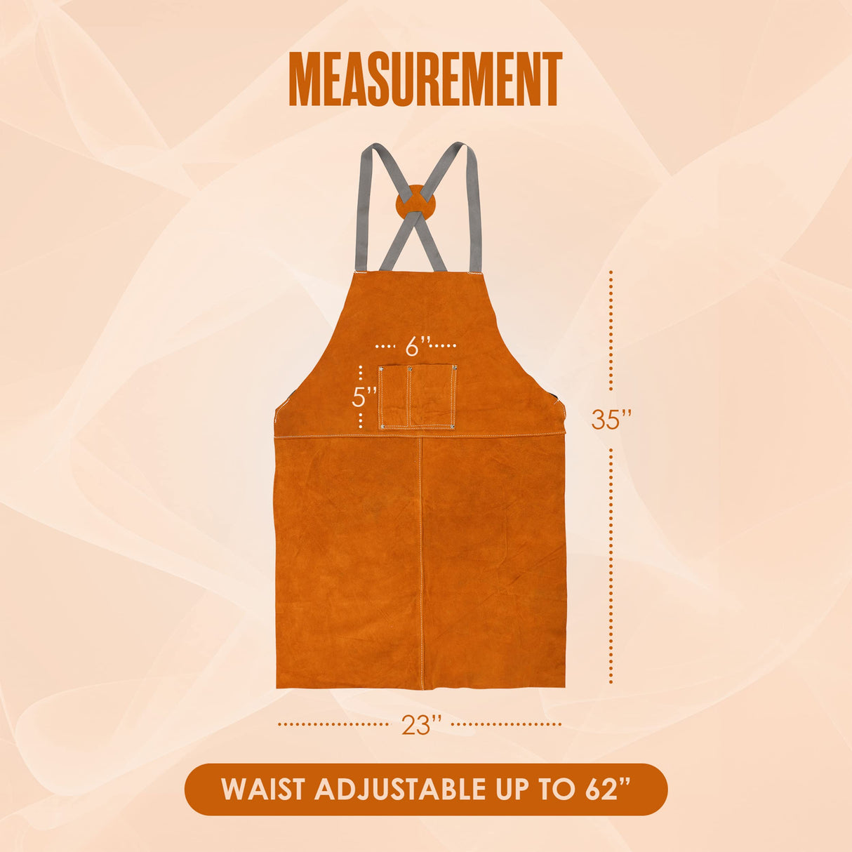 Houseables Leather Welding Apron, Fire Resistant Welder Smock, 23 x 35 Inch, Large, 2 Pockets, Kevlar Stitching, Safety Accessory For Blacksmithing, Carpentry, Torch Work, Roofing, Woodworking, Garage Houseables