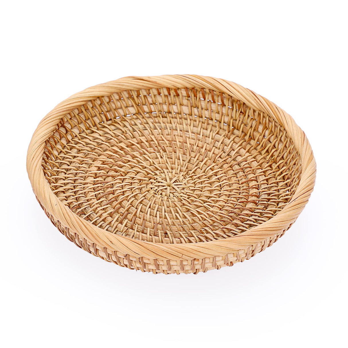 Hipiwe Small Key Basket Bowl for Entryway 7.6" Round Woven Wicker Basket Snacks Fruit Candy Serving Basket Tray Rattan Organizer Basket for Keys Wallet Cell Phone Hipiwe
