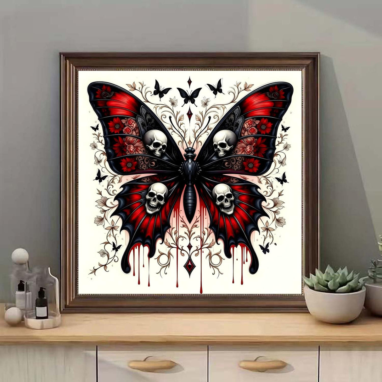 Xylogist Diamond Art Kits for Adults Beginners, Butterfly Skull Diamond Painting Kits, 5D DIY Full Round Drill Paint by Diamonds Dot Gem Art, Home Wall Decor 12x12 Inch Xylogist