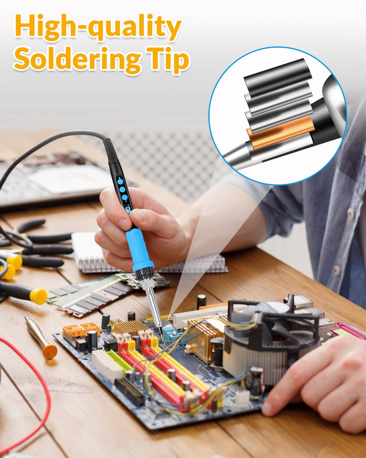 Soldering Iron Kit, 100W High Power Soldering Iron, Fast Heating, Digital Display Temperature Control Accurate 356°F-896°F, Portable Soldering Kit with Protective Cap, Automatic Sleep Mode Aucanla