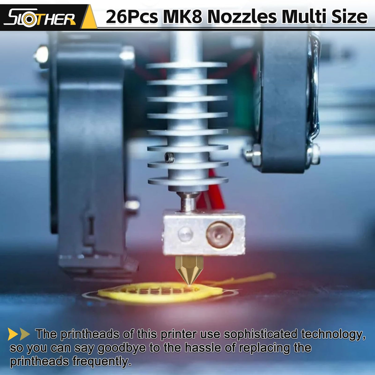 26pcs MK8 Nozzles Multi Size, 3D Printer Brass Hotend Nozzles 0.2mm/0.3mm/0.4mm/0.5mm/0.6mm/0.8mm/1.0mm with DIY Tools Compatible with Neptune 3 Series and More Slother