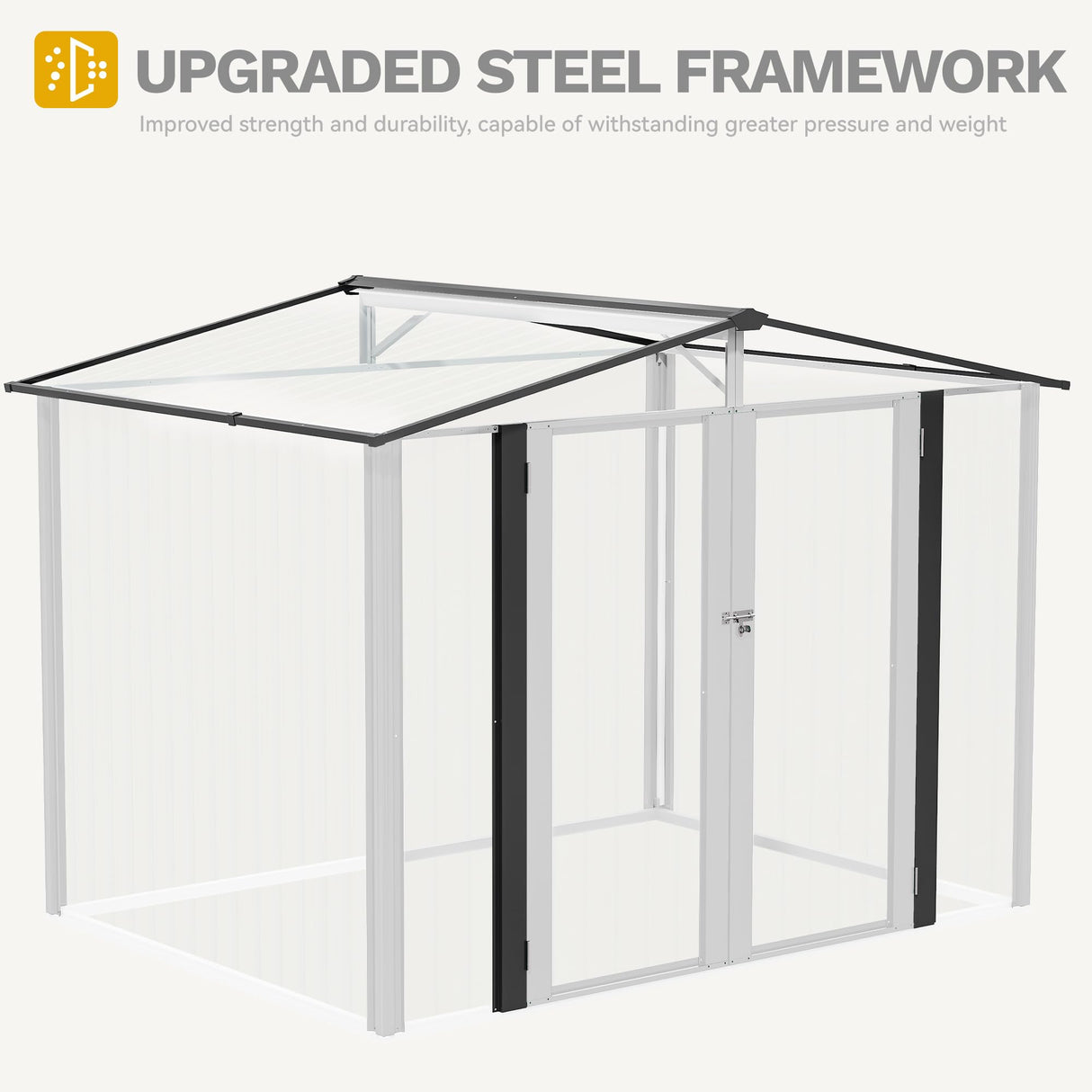 DWVO 8'x6' Large Metal Outdoor Storage Shed, Heavy Duty Tool Storage Sheds for Backyard Patio Lawn - Ideal for Bicycles, Garden Tools, and Lawn Equipment, Easy-to-Assemble, White DWVO