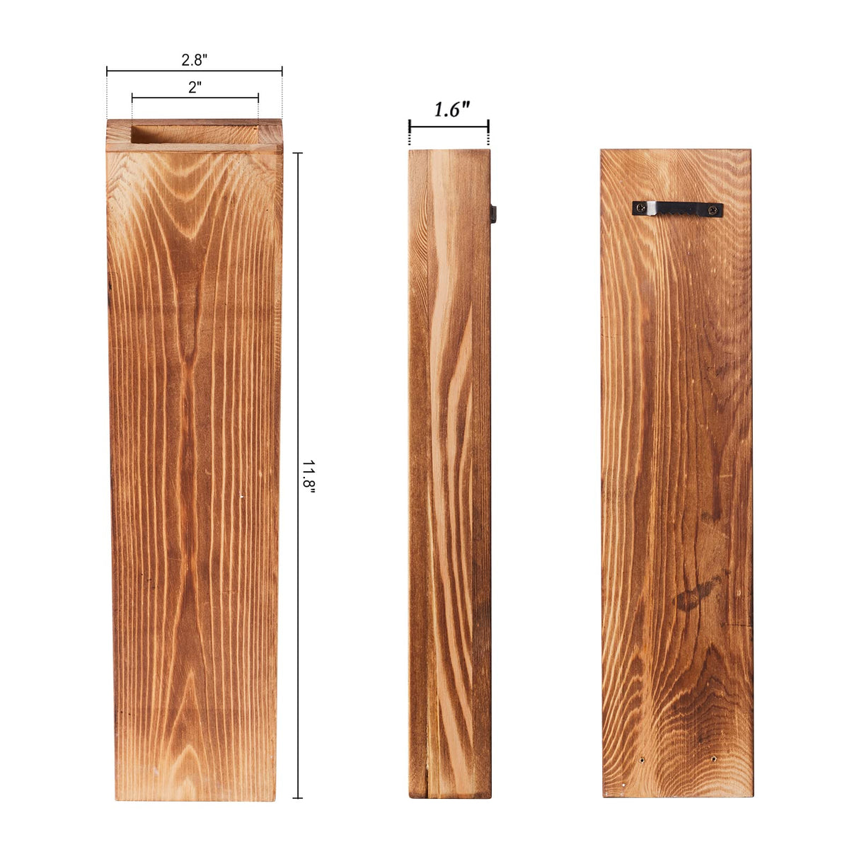 Mokof 3 Pack Wall Planters for Indoor Plants, Wood Wall Decor for Bathroom, Bedroom Living Room, Modern Farmhouse Wooden Pocket Wall Vases for Dried Flowers and Faux Greenery Plants (Brown) Mokof