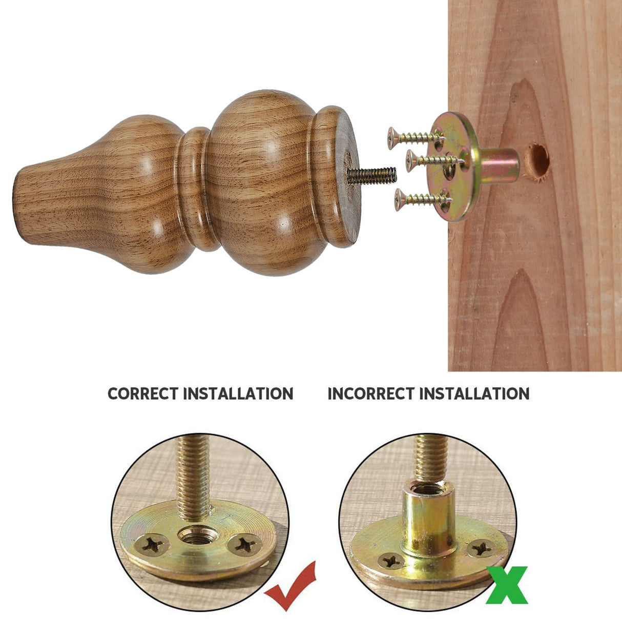 Wood Furniture Legs Sofa Legs Pack of 4,Round Couch Legs Espresso Mid Century Desk Legs,Sofa Replacement Parts,for Dresser Legs Sideboard Recliner Couch Circle Chair Couch Riser (6inch, wood color) MAOHAM