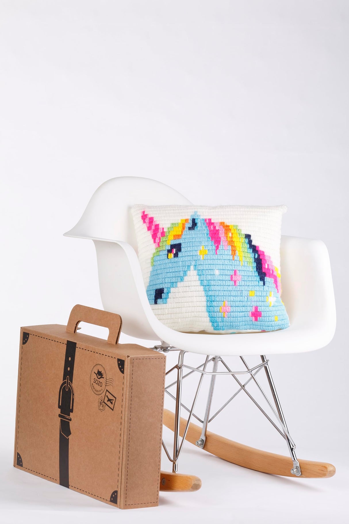 sozo growing up creative Needlepoint Kit Embroidery Craft Pillow Kit for Kids and Adult Beginners Throw Pillow Unicorn Printed Tapestry Canvas sozo growing up creative