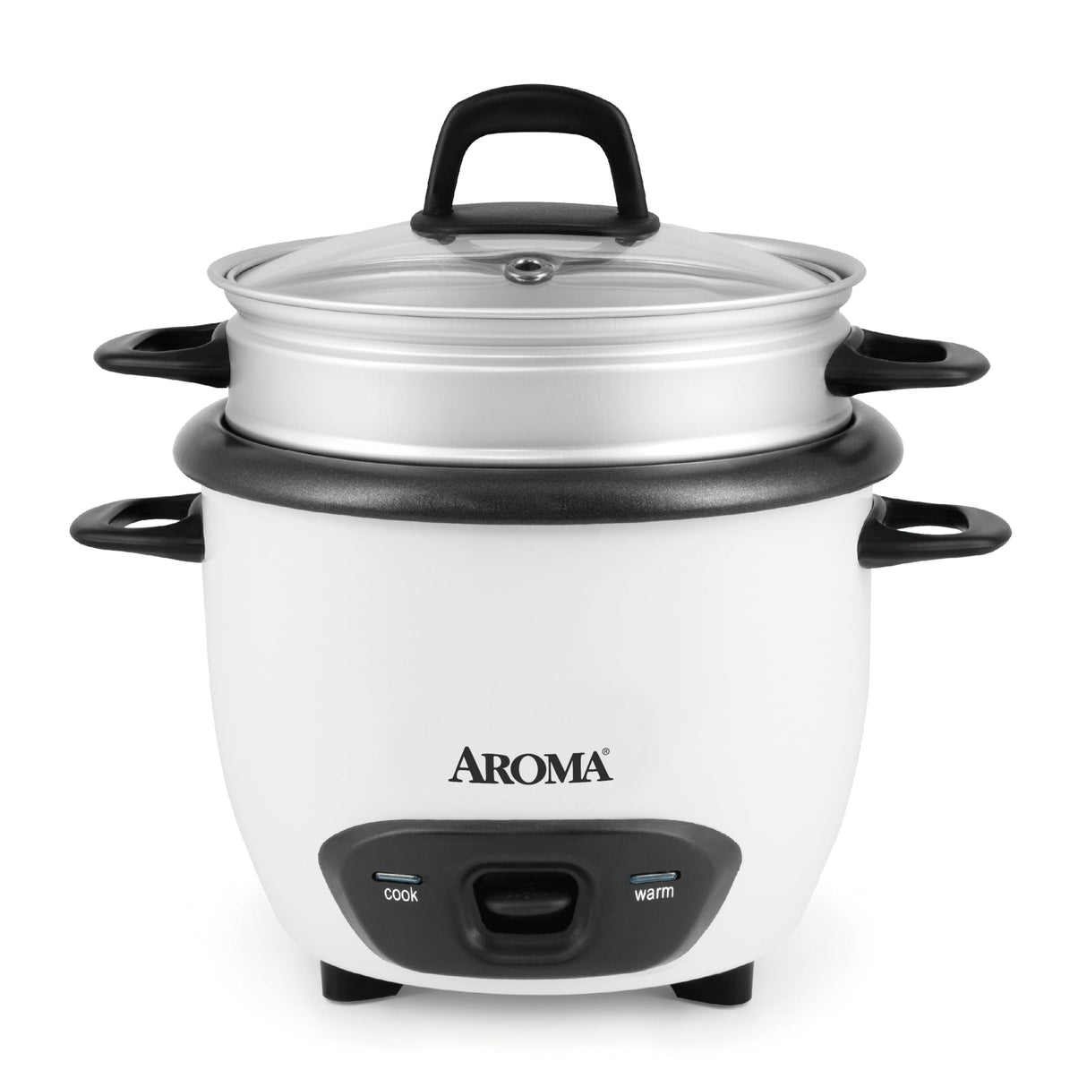 Aroma Housewares 6-Cup (Cooked) (3-Cup Uncooked) Pot Style Rice Cooker and Food Steamer (ARC-743-1NG), White AROMA