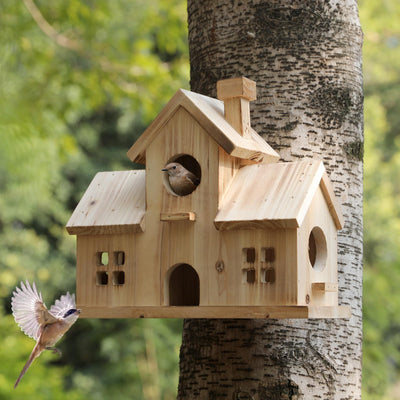 Bird House,Large Bird Houses for Outside,Hummingbird House,Bluebird Finch Wooden Hanging Birdhouse for Garden Wooden