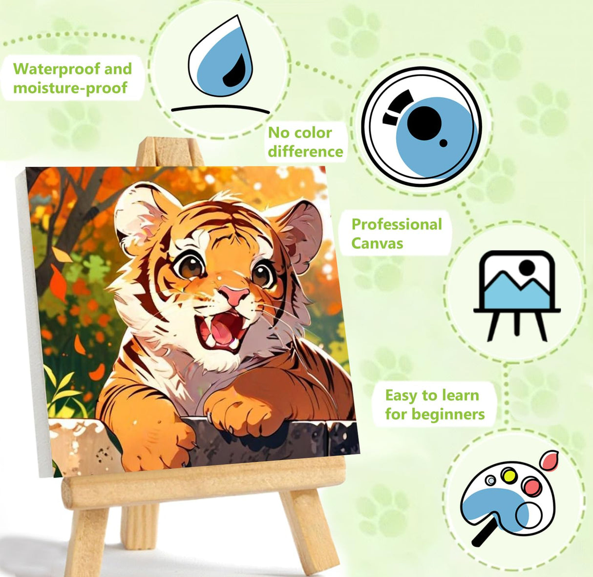 Reivworl Framed Paint by Numbers Kit for Adults Beginner & Kids Ages 8-12, Tiger Paint by Number with Frame and Easel, Painting by Numbers for Gifts and Home Decor (10X10 Inch) Reivworl
