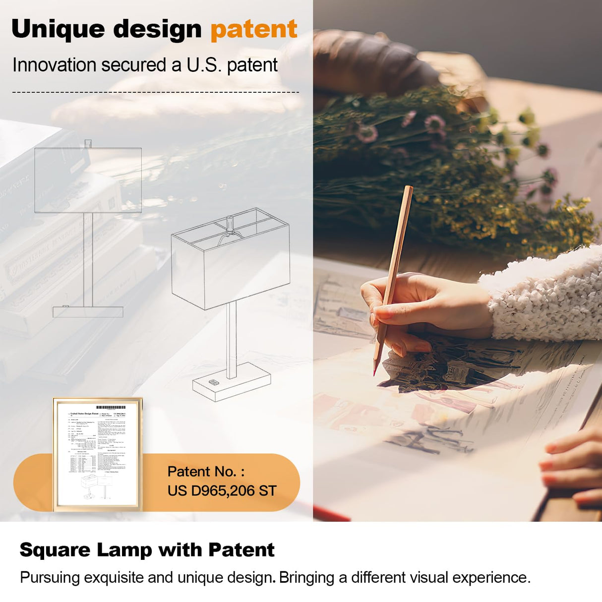 21" Set of 2 Touch Control Table Lamps with 2 USB & AC Outlets, 3-Way Dimmable Modern Nightstand Lamps for Bedroom Living Room Office Reading, White Shade Bedside Lamps, 5000K LED Bulbs Included. Lynnoland