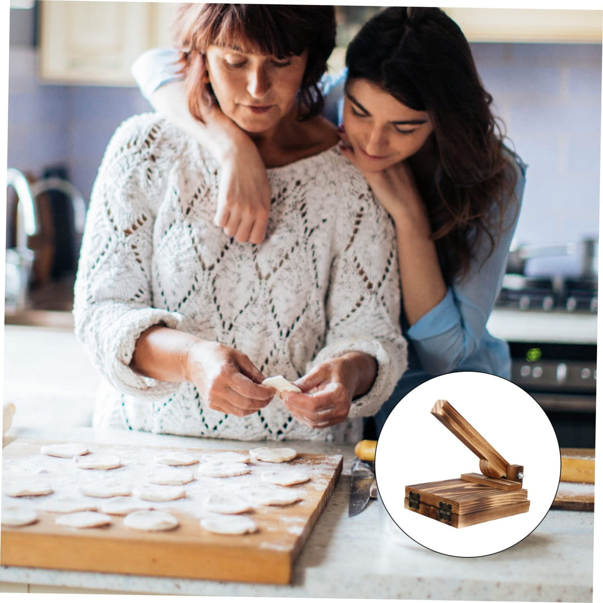 IMIKEYA Wooden Tortilla Press Wood Chapati Maker for Dough Pastry and Dumpling Wrappers IMIKEYA