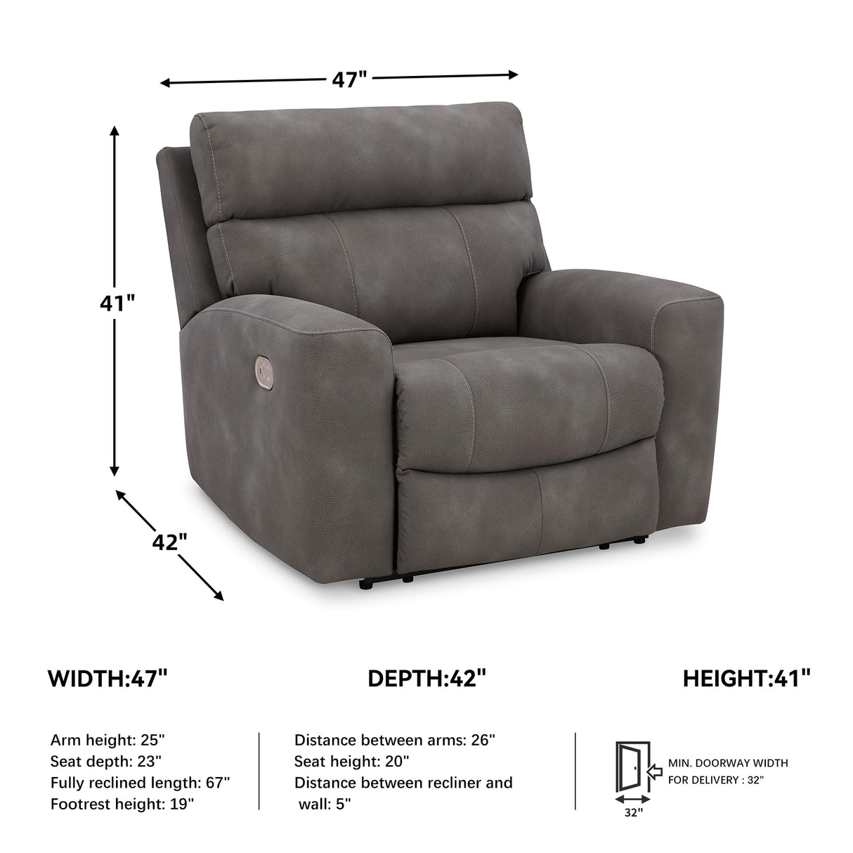 Signature Design by Ashley Next-Gen DuraPella Contemporary Faux Leather Wall Hugger Power Recliner with Adjustable Headrest and USB Ports, Dark Brown Signature Design by Ashley