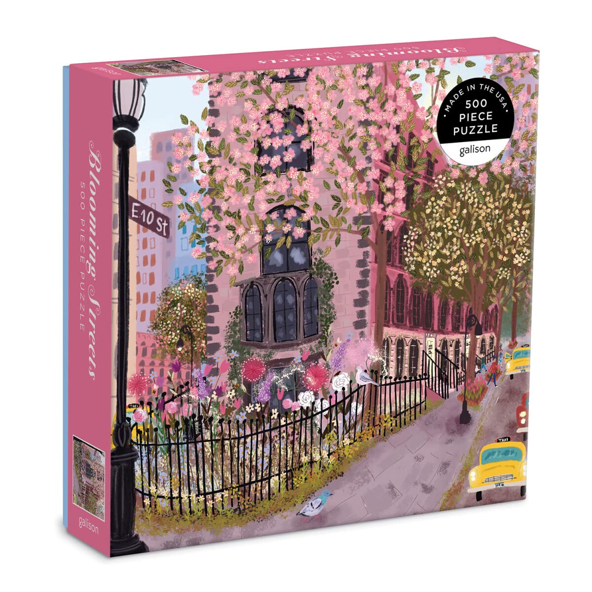 Galison Blooming Streets 500 Piece Puzzle from Galison - Beautifully Illustrated Jigsaw Puzzle of a Local NYC Street, Fun & Challenging, Unique Gift Idea Galison