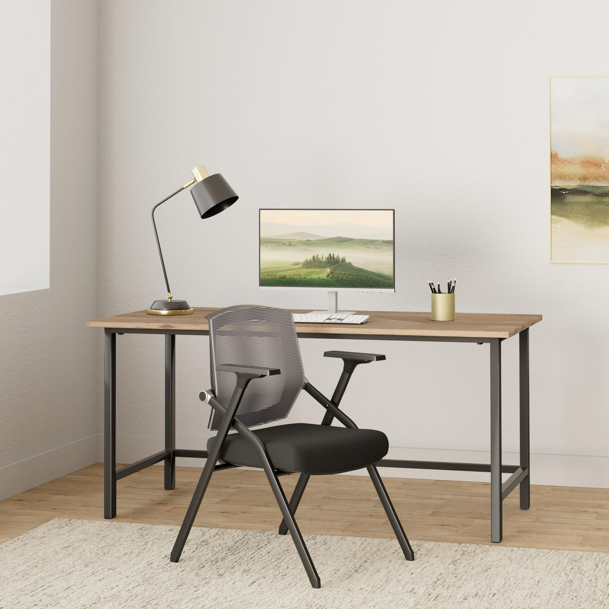 BLANEDUO, 2 Pack Stackable Conference Room Chairs with Paddle Folding Office Chair Foldable Desk Chair Mesh Back and Arms for Conference Meeting Guest Reception Home Office Training Room Chair BLANEDUO