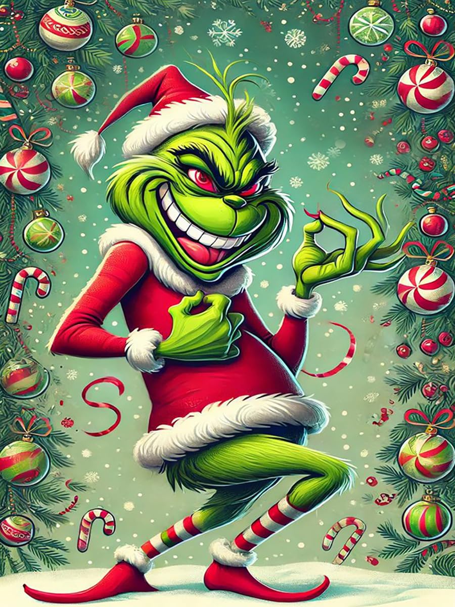 Apcufir Christmas Diamond Art Kits for Adults,Funny Diamond Painting Kits Full Round Drills,Diamond Dots Gem Art for Gifts and Home Wall Decor(12X16 Inch) Apcufir