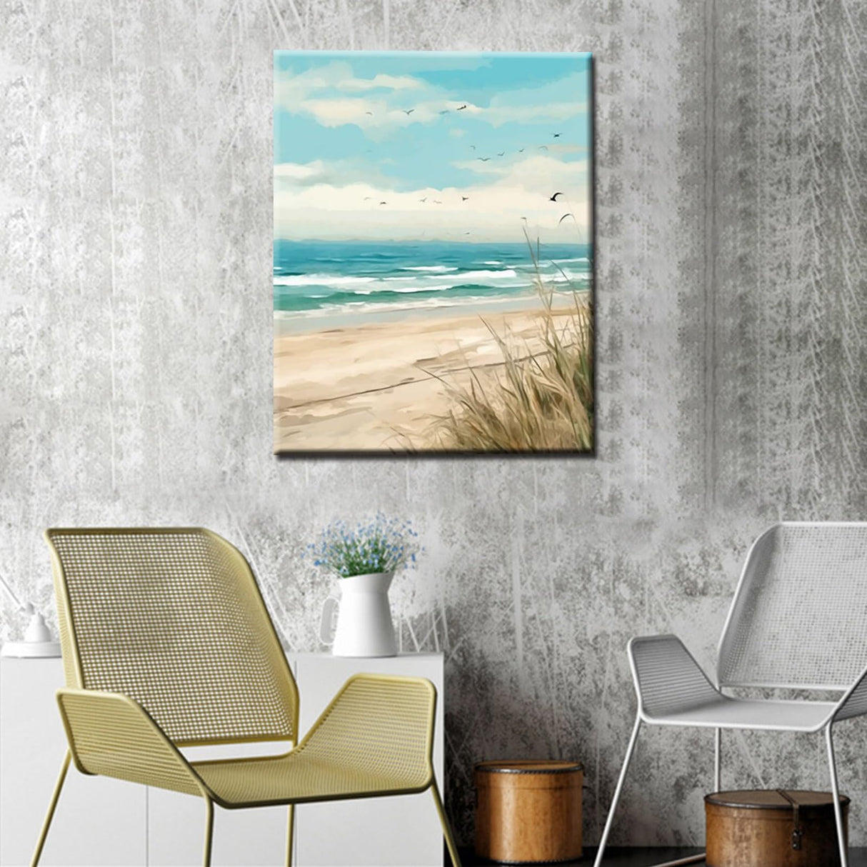 Seaside Beach Paint by Numbers Kits 16x20 inch Canvas DIY Oil Painting for Kids, Students, Adults Beginner with Brushes and Acrylic Pigment Beach Scenery Landscape Decor Photo Gift(without Frame) Tucocoo