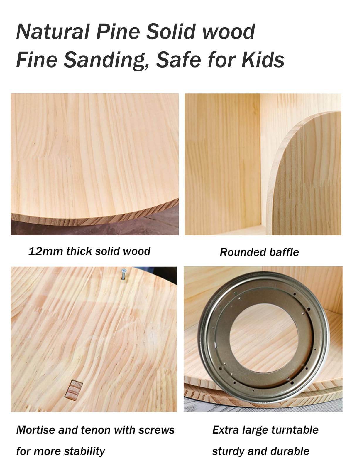 Bear Qiaqia Rotating Bookshelf 360 Degrees, 4 Tier Stackable Solid Wood Bookshelf Organizer, Storage Display Rack Floor Standing Bookcase for Kids&Adults (51"x18"x18")… Bear Qiaqia