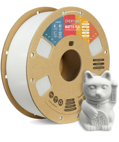 OVERTURE PLA Matte 3D Printer Filament 1.75mm, Matte PLA 1kg Cardboard Spool (2.2lbs), Dimensional Accuracy +/- 0.02 mm (Matte White)