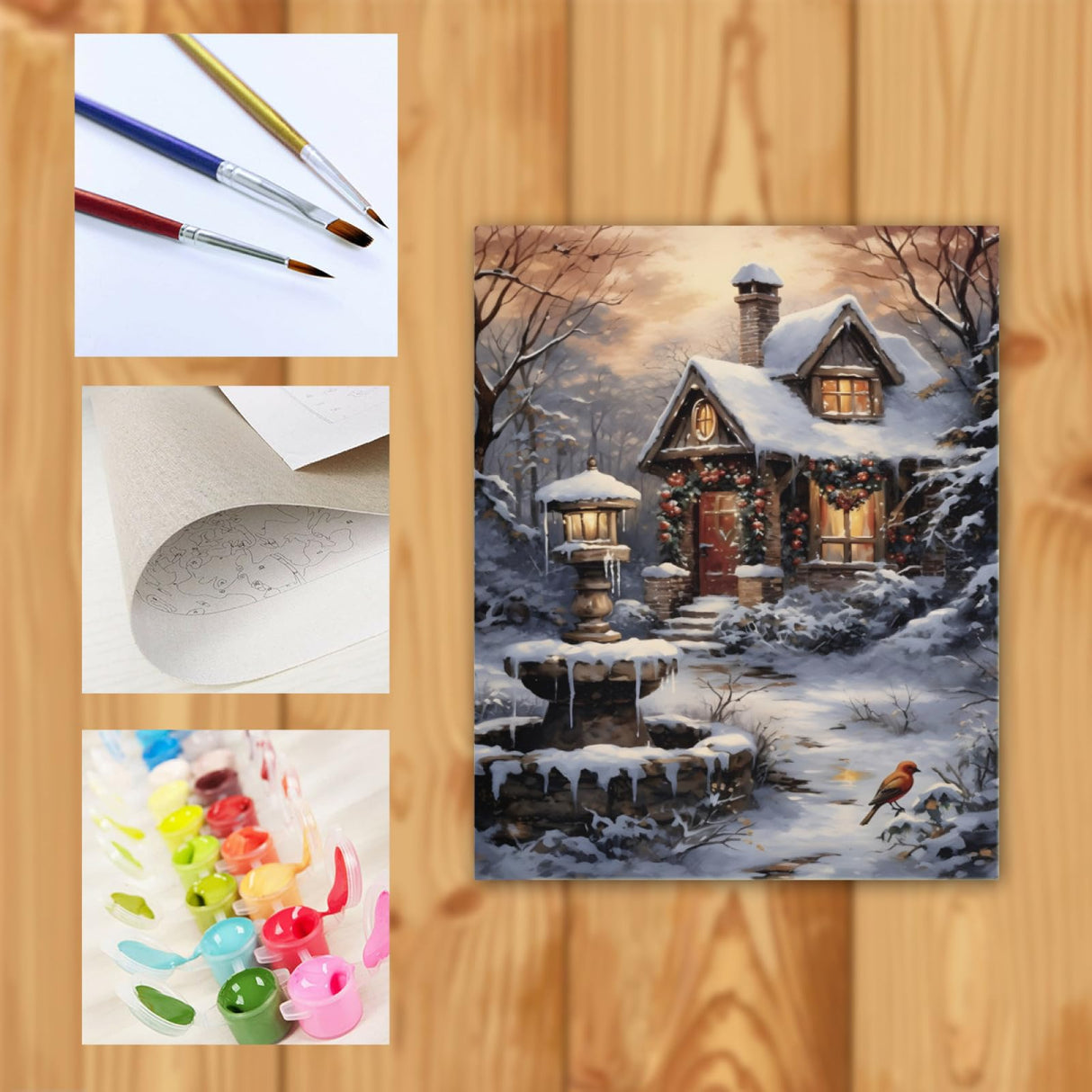KXBAVPP Bird Snow Scene Paint by Number for Adults Beginner, Christmas 20x16 Inch DIY Adult Paint by Numbers, Winter Adults' Paint-by-Number Kits for Home Wall Decor KXBAVPP