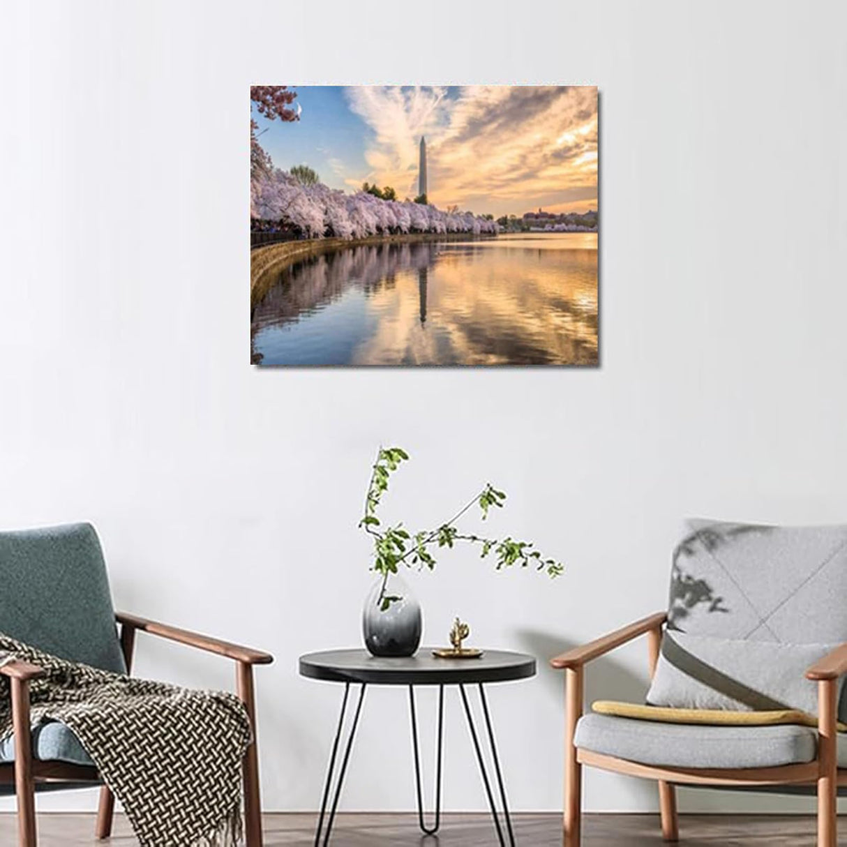 QACEYID Washington dc USA in Spring Water City Stock Pictures Royalty Free Paint by Numbers Kits for Adults DIY Wall Art Picture Canvas Oil Painting Set Digital Paintworks for Beginners 16x20 inch QACEYID