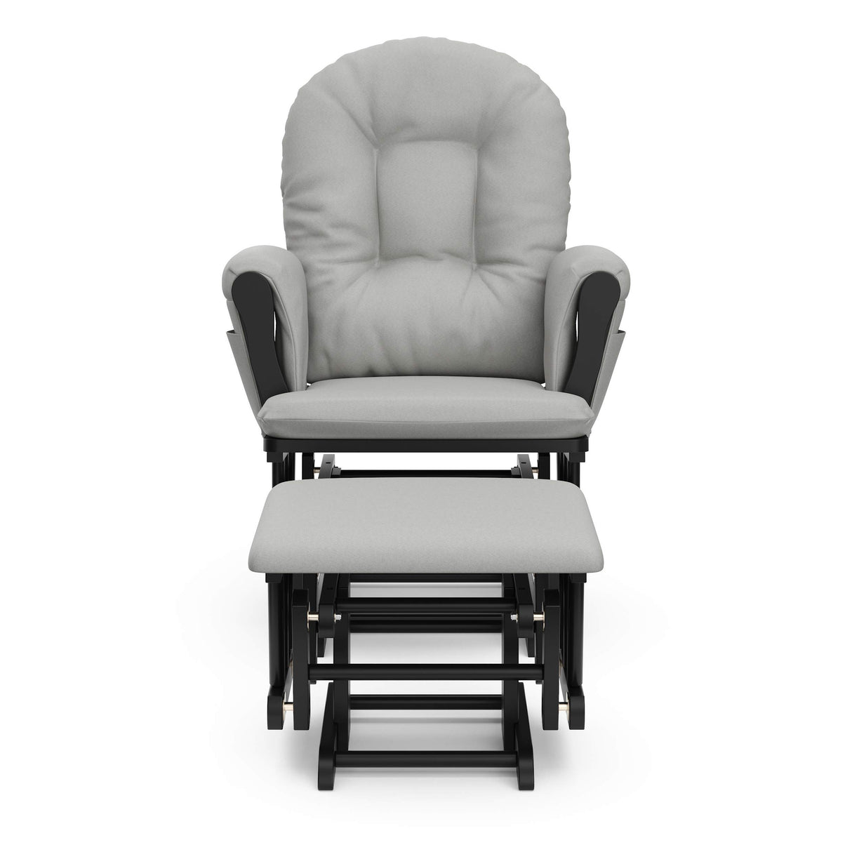 Storkcraft Premium Hoop Glider & Ottoman (Black with Light Gray) — GREENGUARD Gold Certified, Wood Craftsmanship, Convenient Storage Pockets, Smooth-Gliding Chair for Nursery, Multi-Award-Winning Storkcraft