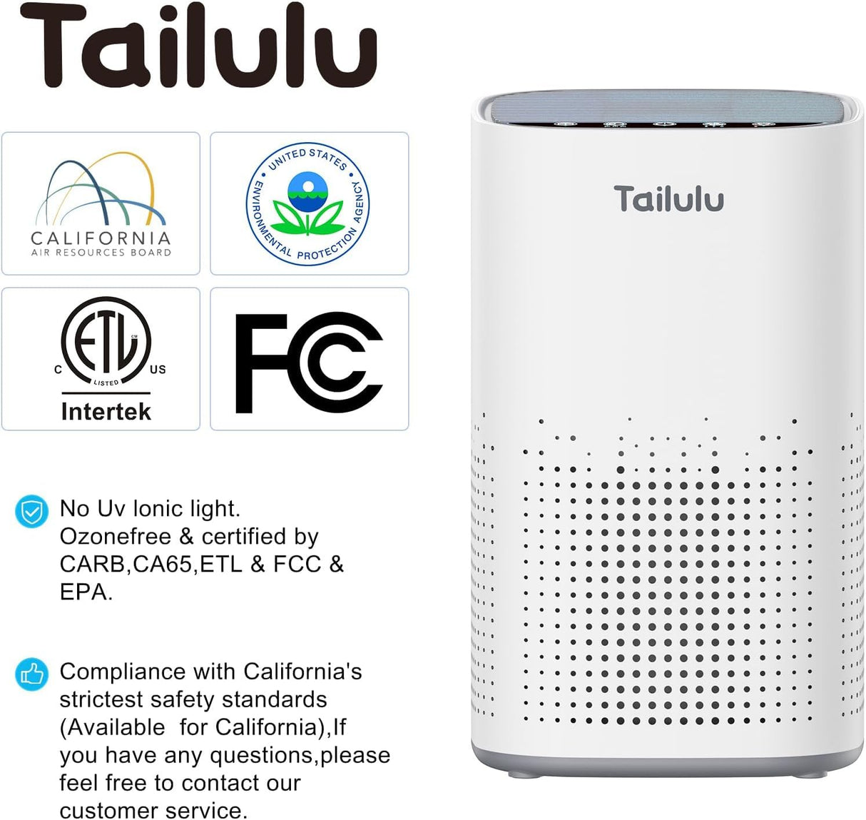 Air Purifiers for Home Large Room up to 1500ft²,Tailulu H13 True HEPA Air Cleaner with 360°Air Inlet, 15dB Air Purifier for Bedroom with Sleep Mode,Speed Control,Timer, for Odor Dust Smoke Tailulu