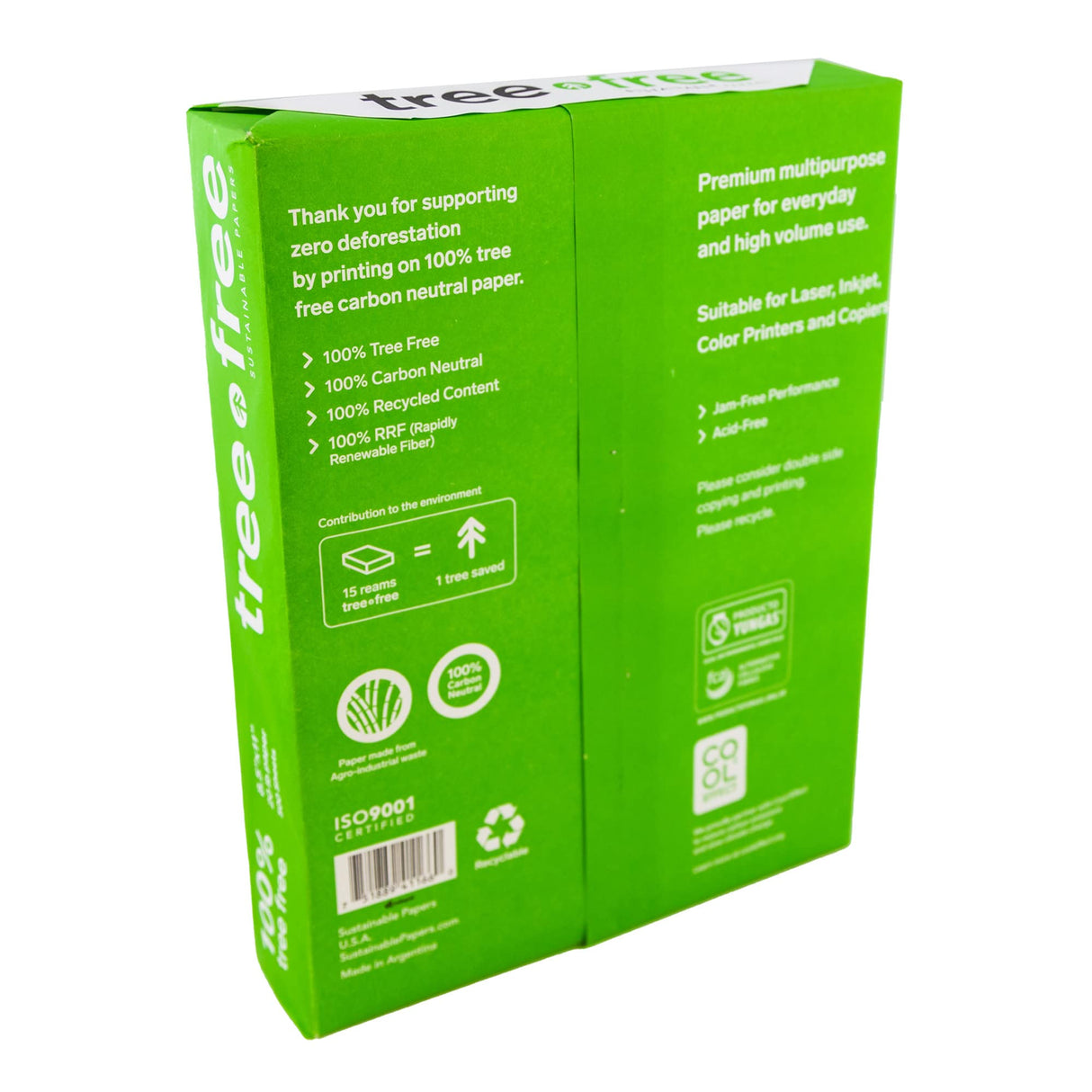 Tree Free Copy Paper, 20 LB, 8.5" x 11", 92 Bright, 100% Tree Free Carbon Neutral Acid Free, Made from Sugarcane Waste Fiber (500/Ream) BAZIC Products