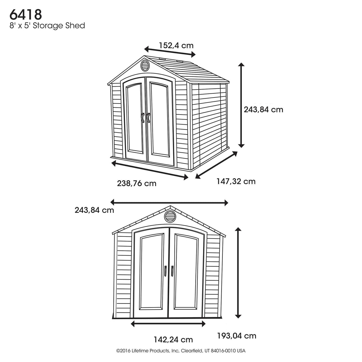 Lifetime 6418 Outdoor Storage Shed, 8 by 5 Feet Lifetime