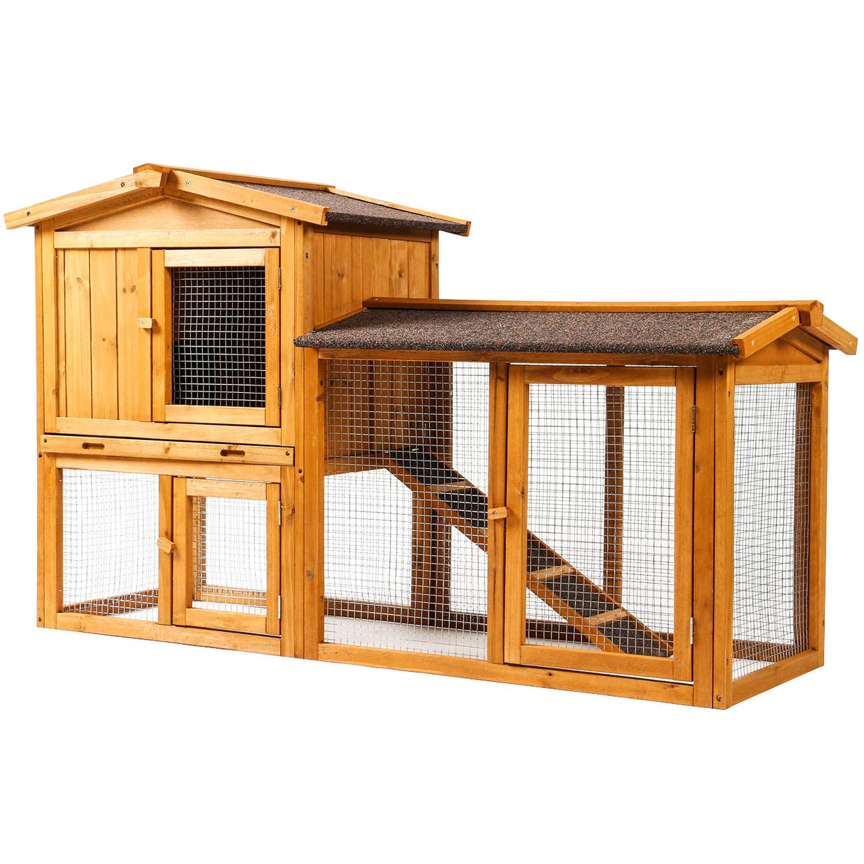 Ogrmar Chicken Coop Large Wooden Outdoor Bunny Rabbit Hutch Hen Cage with Ventilation Door, Removable Tray & Ramp Garden Backyard Pet House Chicken Nesting Box Ogrmar